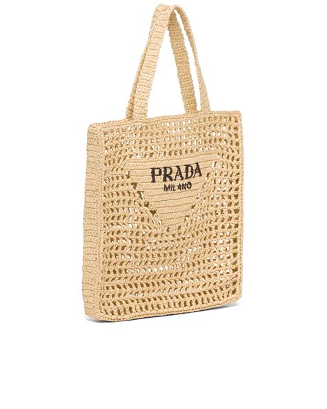 prada straw shoulder bag|prada raffia tote bag.